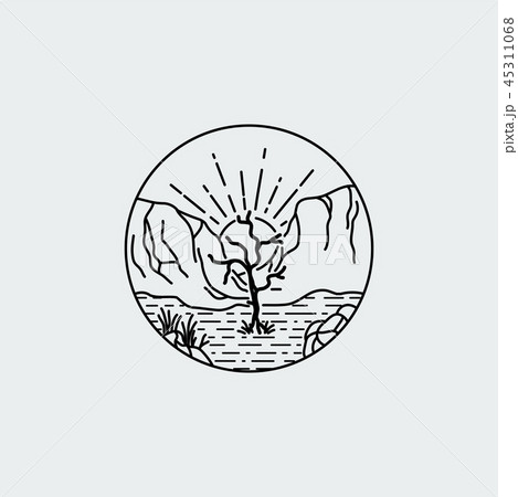 Vintage illustration of thin line desert. 45311068