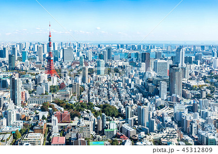 (東京都-都市風景)展望台から見る東京湾側風景7 (東京都-都市風景)展望台から見る東京湾側風景7 45312809
