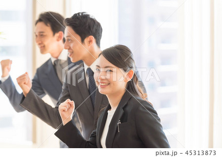ビジネス　やる気　チーム　3人 45313873