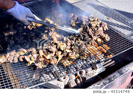 地鶏の炭火焼　鶏の炭火焼　炭火焼き　炭火焼き地鶏　 45314749
