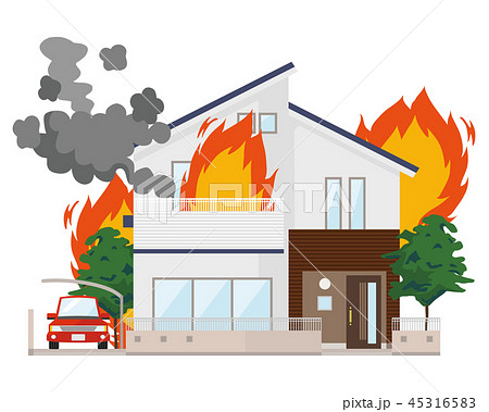 家 火事のイラスト素材 45316583 Pixta