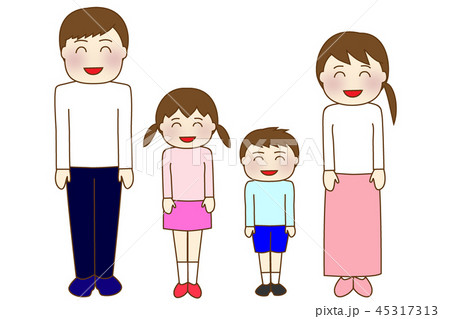 家族四人笑顔 家族四人笑顔 45317313