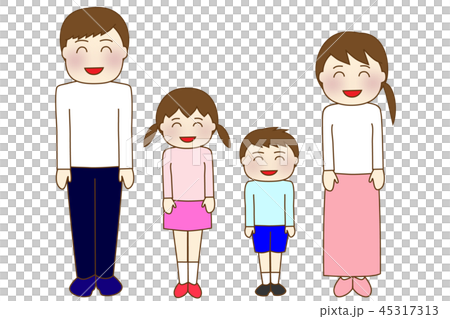 家族四人笑顔 家族四人笑顔 45317313