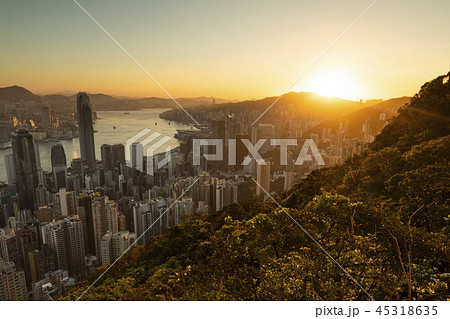 香港の絶景 ビクトリアピークの日の出 香港の絶景 ビクトリアピークの日の出 45318635
