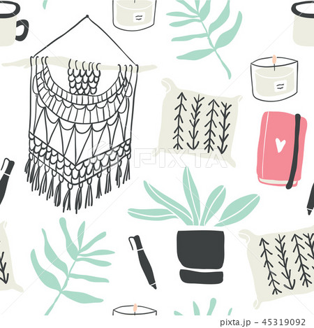 Seamless pattern of autumn winter hygge elements 45319092