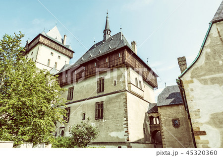 Karlstejn is a large gothic castle, old filter Karlstejn is a large gothic castle, old filter 45320360