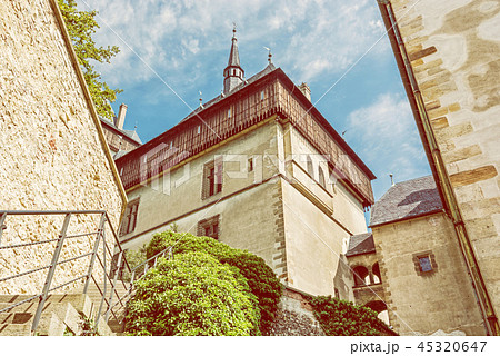 Karlstejn is a large gothic castle, Czech Karlstejn is a large gothic castle, Czech 45320647