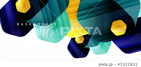 Glossy color hexagons modern composition background, shiny glass design 45322831