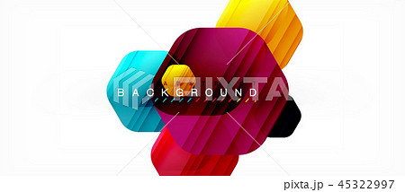 Glossy color hexagons modern composition background, shiny glass design 45322997