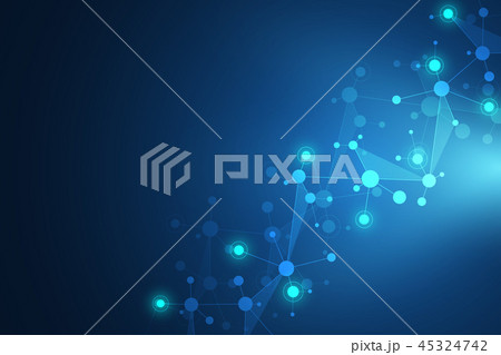 Abstract geometric texture with molecular structures and neural network. Molecules DNA and genetic 45324742