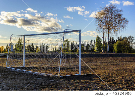 Old sports field for playing football in autumn Old sports field for playing football in autumn 45324906