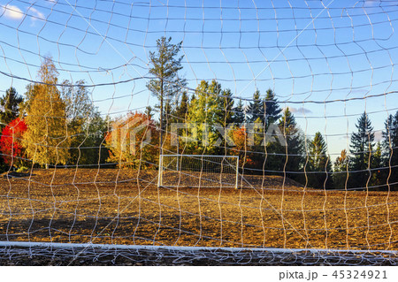 Yard area for playing football in autumn 45324921