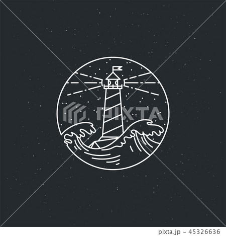 Vintage illustration of thin line sea beacon icon. Vintage illustration of thin line sea beacon icon. 45326636