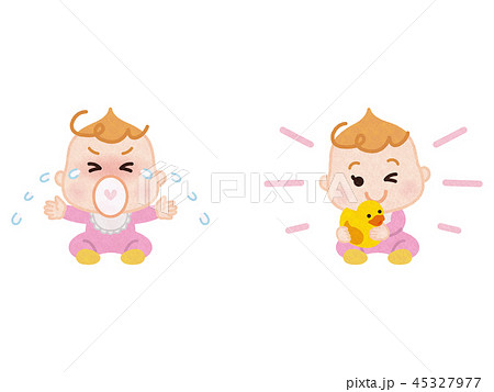 泣く赤ちゃん 笑う赤ちゃんのイラスト素材