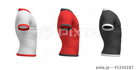 3d rendering of three shirts shaped as a male torso from back view on a white background. 45330287