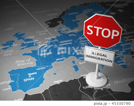 Stop illegal immigration concept.  45330790