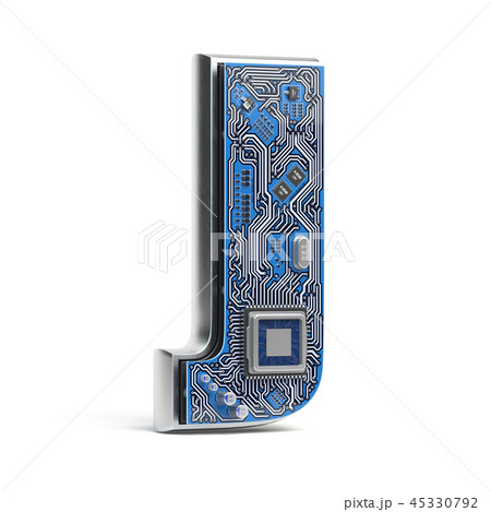 Letter J.  Alphabet in circuit board style.  45330792