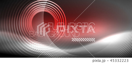 Neon circles abstract background, shiny lines 45332223