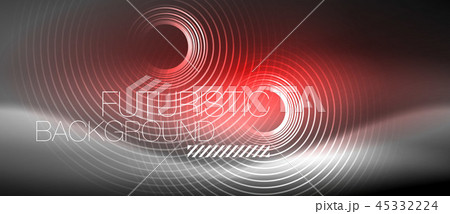 Neon circles abstract background, shiny lines 45332224