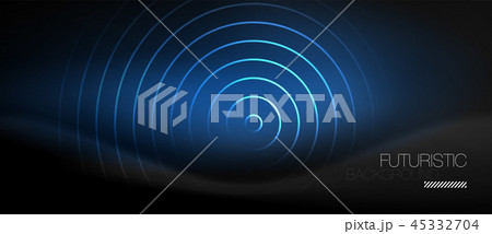 Dark abstract background with glowing neon circles 45332704