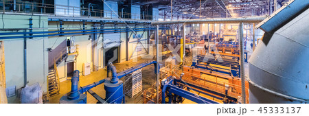 Fiberglass production industry equipment at manufacture background 45333137