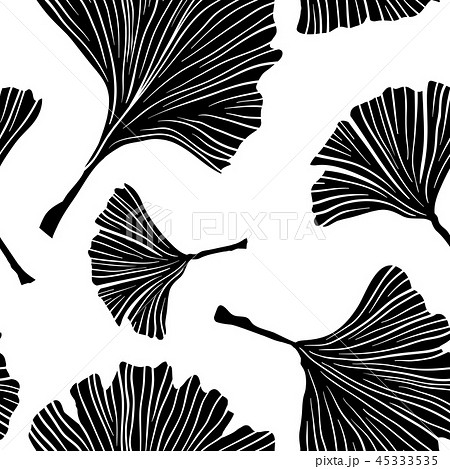 Ginkgo Biloba Leaves Seamless Vector Pattern. 45333535