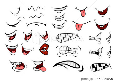 Cartoon Mouth Set Tongue Smile Teeth のイラスト素材