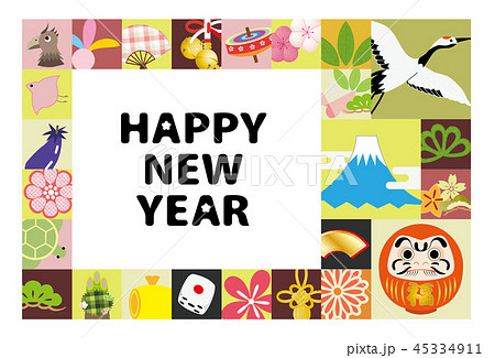 年賀素材 フレーム 背景 ポストカード 45334911