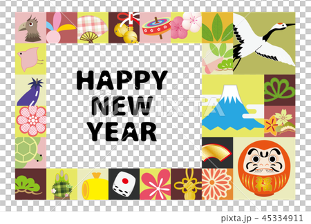 年賀素材 フレーム 背景 ポストカード 45334911