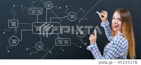 Online shopping theme with young woman Online shopping theme with young woman 45335176