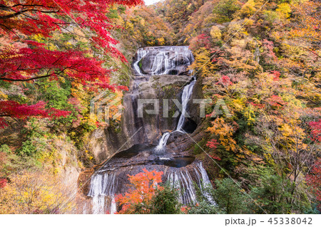 茨城県 袋田の滝 紅葉の写真素材