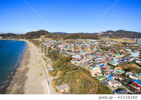 南房総市岩井海水浴場付近を空撮 南房総市岩井海水浴場付近を空撮 45339260