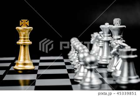 Gold chess pieces. 45339851