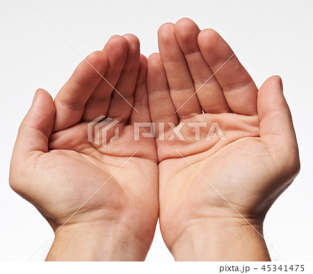 Two hands palm with blister 45341475