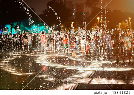 Water fountain splashes at night Water fountain splashes at night 45341825