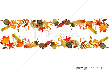 秋の落葉イラスト ヘッダーラインのイラスト素材