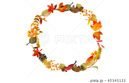 秋の落葉イラスト 葉っぱの冠のイラスト素材