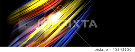 Background abstract design, flowing mixing liquid color waves on black Background abstract design, flowing mixing liquid color waves on black 45343150