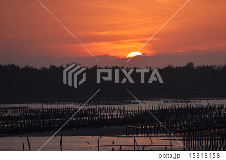 夕日 夕焼け 夕暮れ 45343458