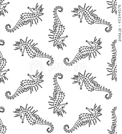 Vector seamless pattern of cartoon seahorse 45344076