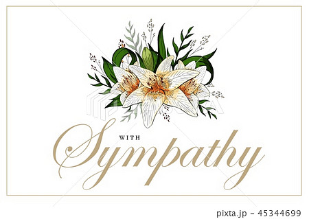 Condolences Sympathy Card Floral Lily Bouquet のイラスト素材