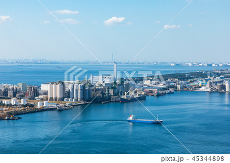 (千葉県-湾岸風景)ポートタワーから見る東京湾の風景1 (千葉県-湾岸風景)ポートタワーから見る東京湾の風景1 45344898