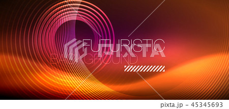 Neon glowing techno lines, hi-tech futuristic abstract background template with square shapes 45345693