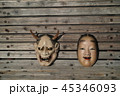 能面　小面般若　背景木椅子 45346093