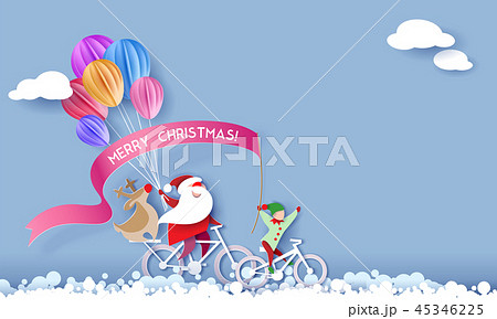 Merry Christmas design card with Santa and elf 45346225