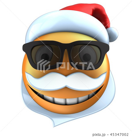 3d Orange Emoticon Smile With Christmas Hatのイラスト素材