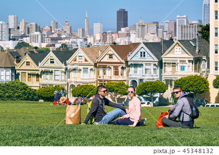 Young people in San Francisco park Young people in San Francisco park 45348132