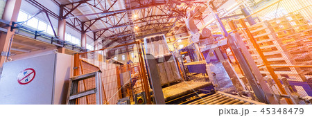 Fiberglass production industry equipment at manufacture background Fiberglass production industry equipment at manufacture background 45348479