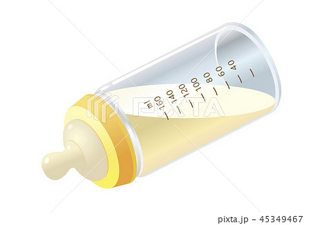 哺乳瓶_イエロー_ミルク黄白色 斜め 哺乳瓶_イエロー_ミルク黄白色 斜め 45349467