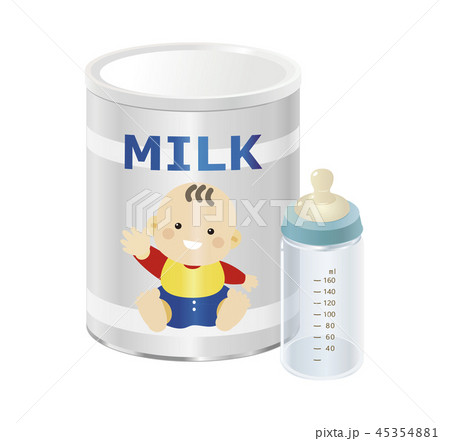 粉ミルク缶(白)_哺乳瓶(空)ブルー 粉ミルク缶(白)_哺乳瓶(空)ブルー 45354881